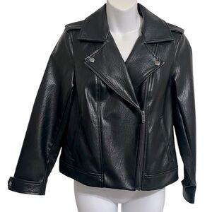 Old Navy Vegan Leather Black Women’s Moto Jacket Size SP